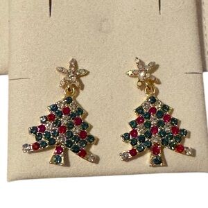 Fashion Rhinestones Star Christmas Tree Tassel Earrings. Golden